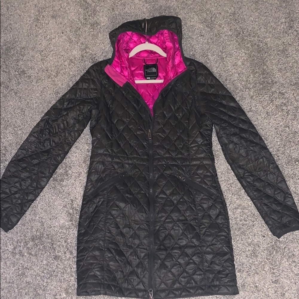 North face gray/pink lightweight down parka